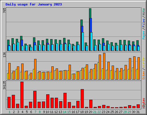 Daily usage for January 2023