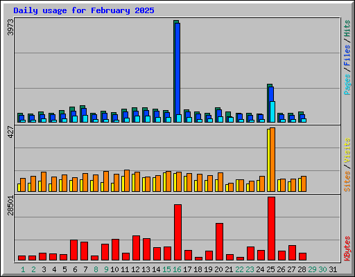 Daily usage for February 2025
