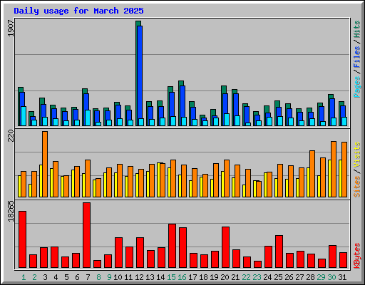 Daily usage for March 2025